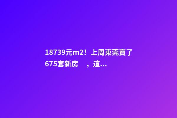 18739元/m2！上周東莞賣了675套新房，這個鎮(zhèn)房價突破3萬/m2！